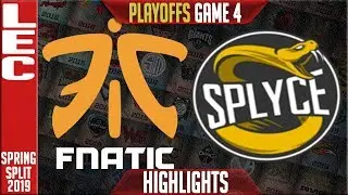 FNC vs SPY Game 4 Highlights | LEC Playoffs Spring 2019 Round 2 | Fnatic vs Splyce G4