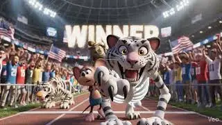 In a cat-mouse racing game, the cat challenges the winning mouse.