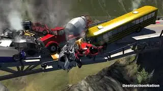 DestructionNation! Collapsing Bridge Pileup Crashes #7 - BeamNG Drive Crash Testing