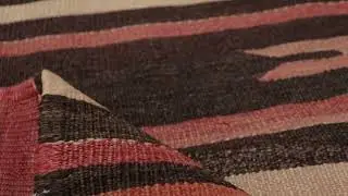 Vintage Persian Square Kilim, Stripes with Bold Tribal Geometry - Rug & Kilim -35556