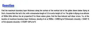 Find the maximum boundary layer thickness along the surface of the vertical tail of the glider