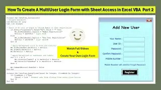 How to Create A MultiUser LoginForm with Sheet Access in Excel VBA Part2
