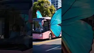 🦋✨ Butterfly Beautiful Bus | AI Cinematic Ride Through the City | Ultra Realistic POV 4K 🌸