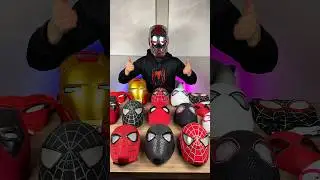Оцениваю все мои маски Marvel ✌️😎 #spiderman #ironman #milesmorales #spidermanmask #cosplay