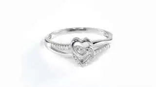 Diamond Double Heart Promise Ring in Sterling Silver