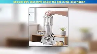 Must Buy 7Pcs Ceramic Handle Stainless Steel Cookware Set Soup Ladle Frying Spatula Colander Spoon&bull;