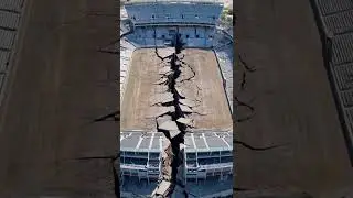 Earthquake splits stadium nearly in two! Helicopter footage captures the apocalyptic aftermath 😁