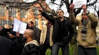 First Libyan protest against Gaddafi Regime in Newcastle City UK 23-02-2011أول مظاهرة