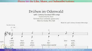 Dr&uuml;ben Im Odenwald (19th-century German folk songs) Guitar Arrangement with Tab