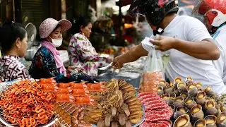 So Cheap Street Food in Cambodia, Crab Brain Noodle  $2.50, Snail Porridge $2