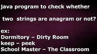 java program to check whether two strings are anagram or not by java temple