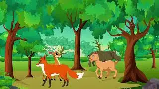 🦊 Clever Fox | Fight Between Deer and Goat | Kids Moral Story | Animated Cartoon