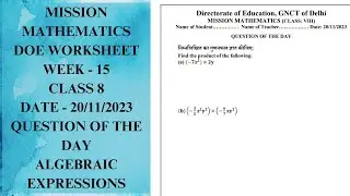 Mission maths doe worksheet, class -8 maths, 20/11/23, Activity worksheet, algebraic expression,w-15