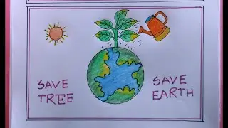 How To Draw Save Tree Save Earth/World Earth Day Drawing