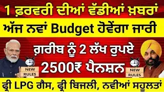 1 ਫਰਵਰੀ 2026 ਵੱਡੇ ਐਲਾਨ | Today Budget 2026 | 2500 Pension | Free LPG Gass | #budget2026 #news 