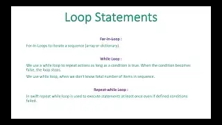 iPhone App Development with Swift Code-009 | For-In, While Loops in Swift | iOS Tutorial/Training