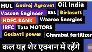 HUL Godrej Agrovet oil India Vascon Engineer BEL Birlasoft HDFC BANK Waaree Energies irfc