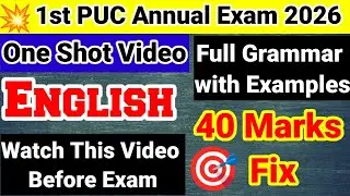 1st PUC English Grammar Questions with Examples For Annual Exam 2026 kseab