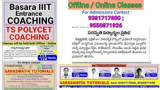 TSPOLYCET-2021 COACHING / Basara iiit Entrance Coaching