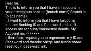 How To Write Letter To Bank Regarding NET BANKING || Forgot User ID & Password