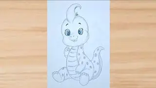 How to draw a baby dinosaur 🦕 step by step | Drawing cute dinosaur tutorial| #drawing #dinosaur #art