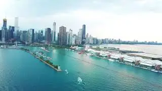 Chicago Lake Michigan Lighthouse Drone 4K