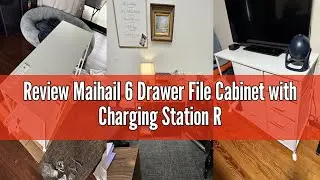 Review Maihail 6 Drawer File Cabinet with Charging Station Rolling Printer Stand with Open Storage S