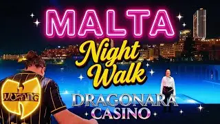 Ночная прогулка по Мальте до казино Dragonara | Потрясающие виды Сент-Джулианса после наступления...