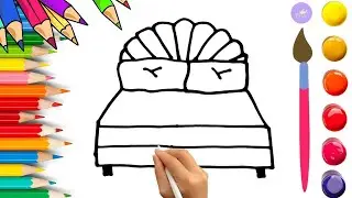 How To Draw cute Bed Drawing, Painting & Coloring For Kids and Toddlers_🌈🎨