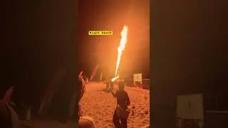 Night beach Penang || fire show #fireworks #beach