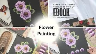 Step by step flower painting using simple brush strokes acrylic Painting