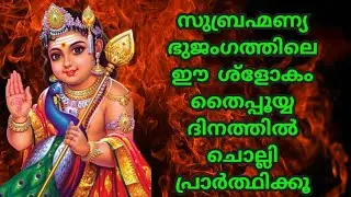 സുബ്രഹ്മണ്യഭുജംഗത്തിലെ ഈ ശ്ളോകം ഇന്ന് ചൊല്ലിയാൽ ഏറെ ഗുണം Subrahmanya Bhujangam Thaipooyam തൈപ്പൂയ്യം