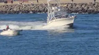 Bimini Gal Passes The Little Whaler In The Manasquan Inlet  - Point Pleasant Beach