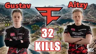 FaZe Gustav & Aitzy - 32 KILLS - M416+Mini14 - DUO vs SQUADS - PUBG