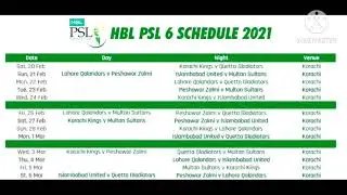 PSL 6 Schedule || PSL 6 Complete Match schedule || Time_Date_Venue