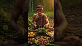 Survival Skills: Khmer Man Finds Food in the Wild! 🍃🔥#shorts