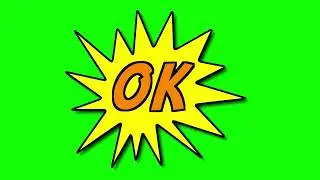 OK Comic Speech Bubble Animation on Green Screen Background | 4K | FREE TO USE