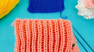 💜❄️ Dzianina typu brioche, ściągacz patentowy, ścieg rybacki nr 1. Ściągacz 1x1.