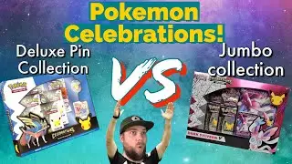 Pokemon Celebrations: Deluxe Pin Collection Vs Jumbo Card Collection! w/ Fire Pulls!