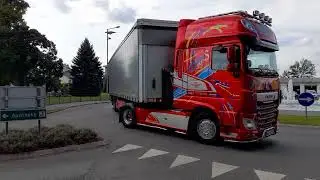 #lkw# DAF Sattelzug, Mercedes H&auml;ngerzug am Kreisverkehr, S&uuml;doststeiermark, Austria