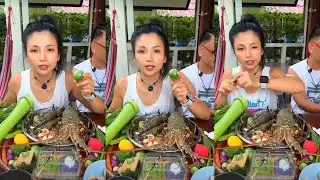 GIANT LOBSTER MUKBANG! Eating Spicy Thai Seafood & Fresh Vegetables