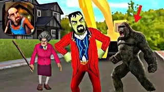 الجار الشرير ضد الغوريلا العملاقة l لعبة الجار الشرير scary stranger