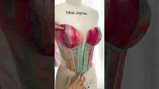 Making a corset puffy sleeves print tulle dress #sewing #dress #gown #hautecouture #prom #bridal