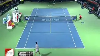 Genialer Ballwechsel von Novak Djokovic und Roger Federer ATP Dubai 28.02.2014