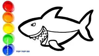 🦈🌈 Draw Shark Fish & color  🎨 | Baby Shark Do Do Do Song | Learn Colors for Kids | Yup Yup Go