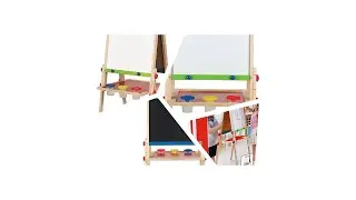 Award Winning Hape All-in-One Wooden Kid's Art Easel with Paper Roll and Accessories Cream