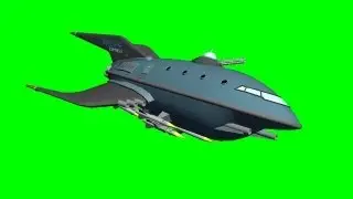 Futurama Spaceship Anarchania Express fly by - free green screen - free use