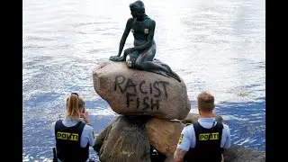 Denmarks Little Mermaid statue vandalized with racist fish graffiti