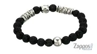 Steve Madden Lava Bead Skull Design Stretch Bracelet in Stainless Steel SKU: 9189281