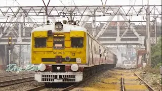 Train over Train crossing in the morning: 2 EMU local train back to back entry